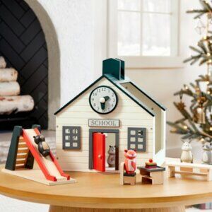 NIB Hearth & Hand Magnolia Schoolhouse Wooden Dollhouse Set - Black and Cream